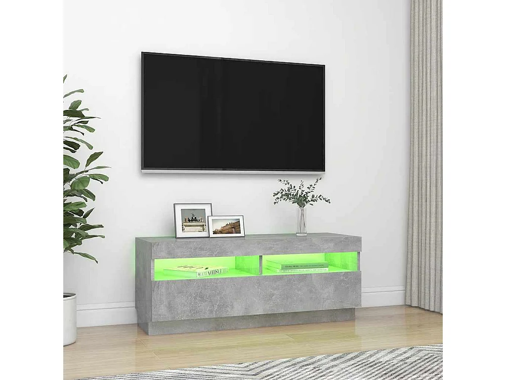 Mobile TV grigio cemento con luci LED 100x35x40 cm