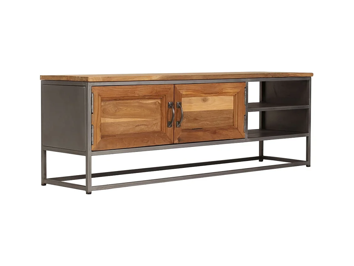 Mobile TV in teak riciclato e acciaio 120x30x40 cm
