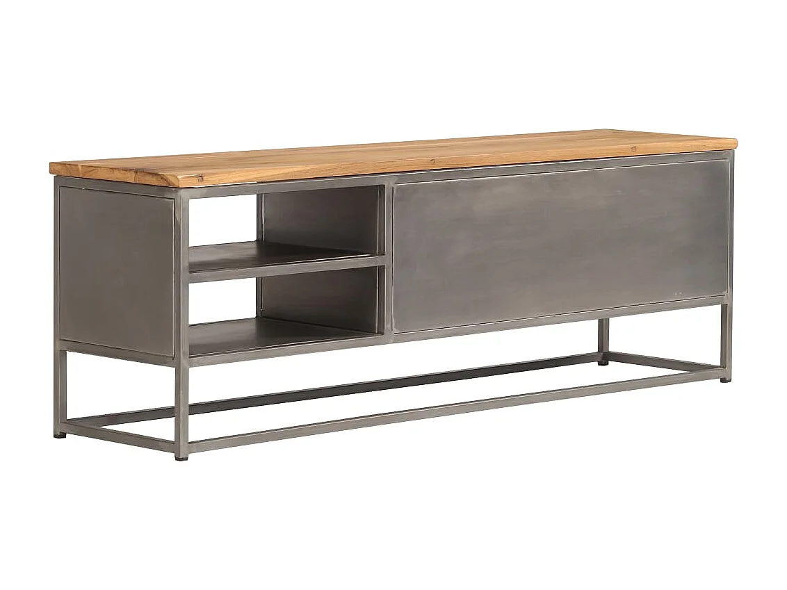 Mobile TV in teak riciclato e acciaio 120x30x40 cm