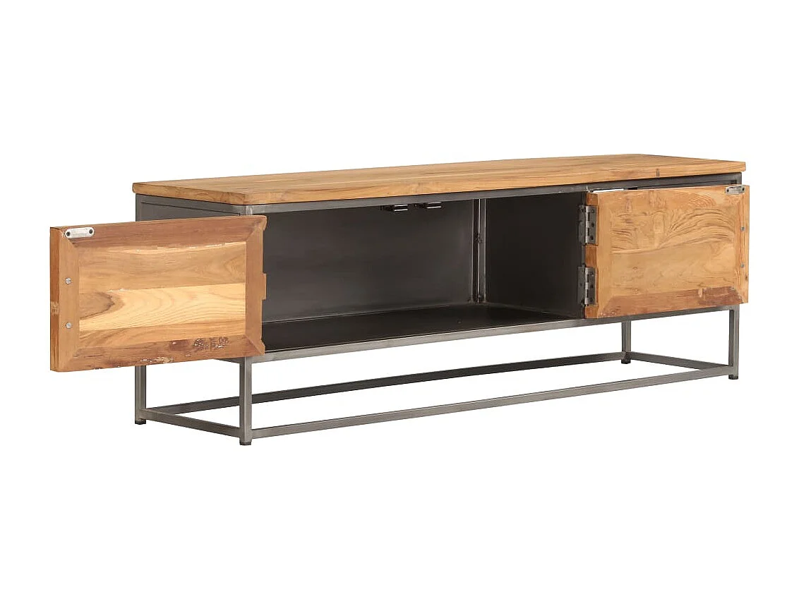 Mobile TV in teak riciclato e acciaio 120x30x40 cm