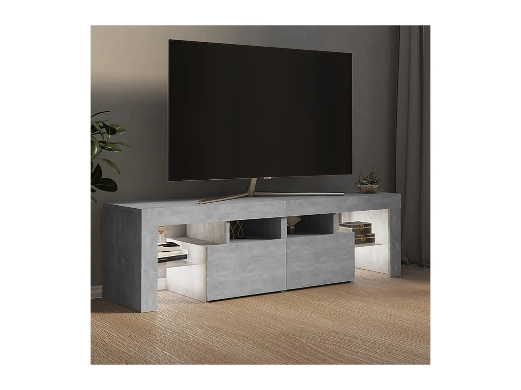 Meuble TV avec lumières LED Gris béton 140x36,5x40 cm