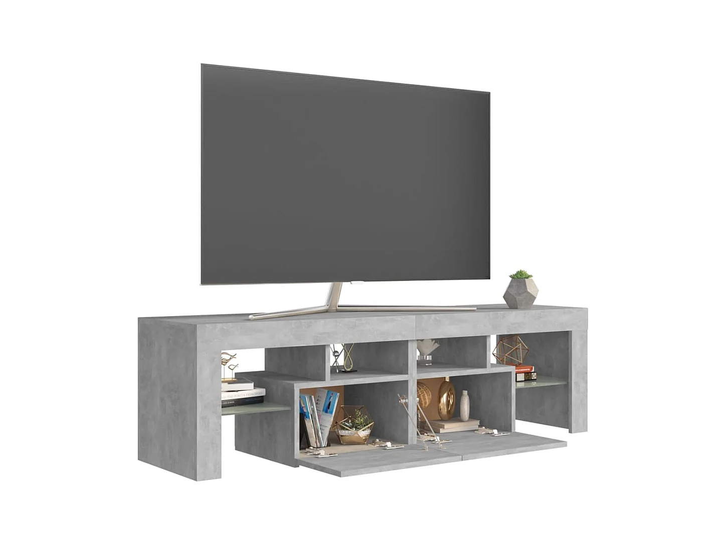 Meuble TV avec lumières LED Gris béton 140x36,5x40 cm