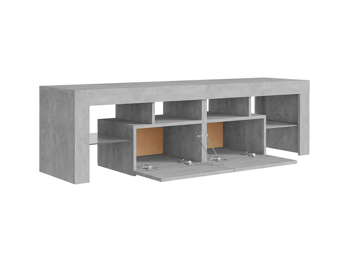 Meuble TV avec lumières LED Gris béton 140x36,5x40 cm