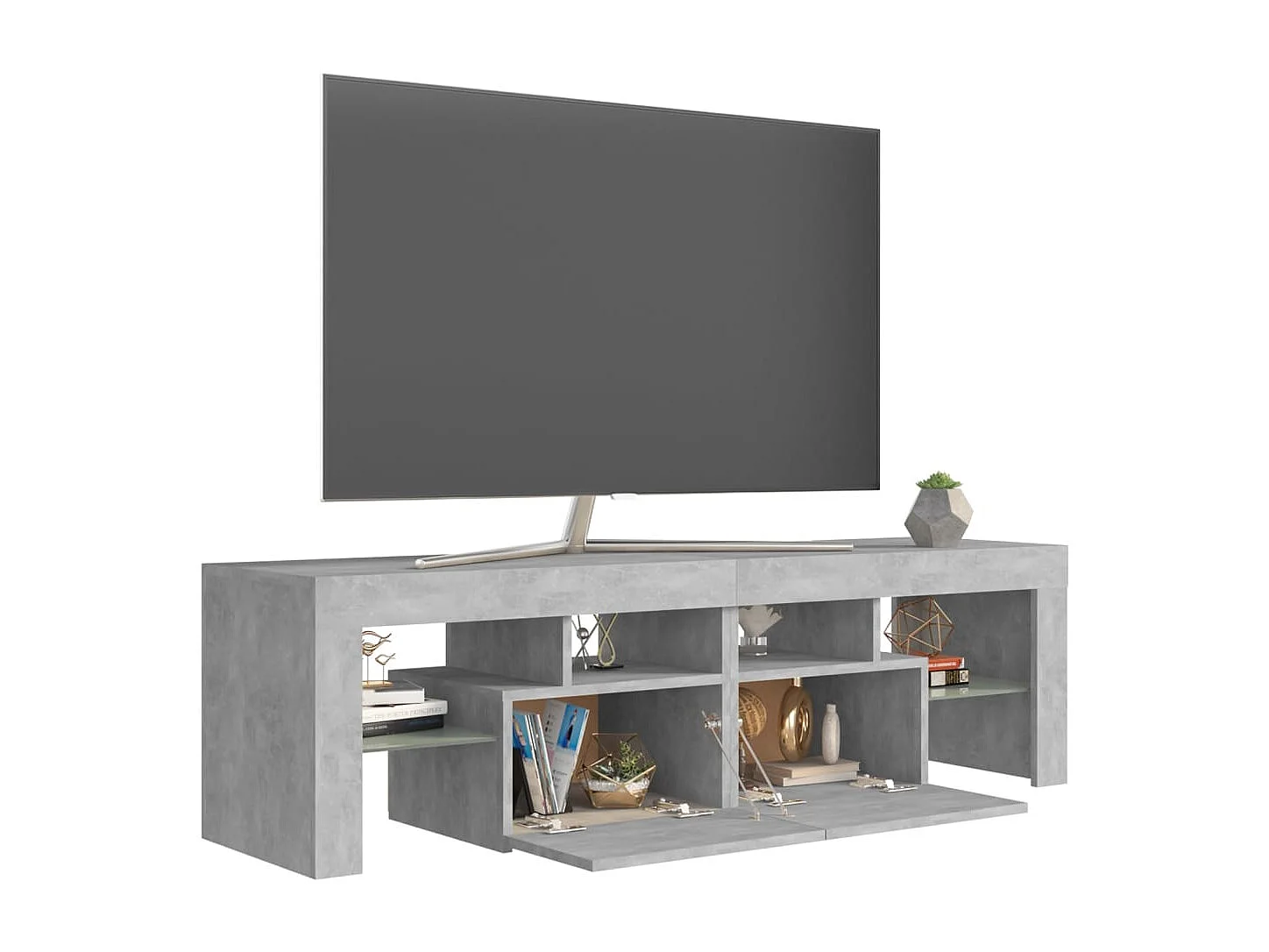 Mobile TV con luci LED Grigio cemento 140x36,5x40 cm
