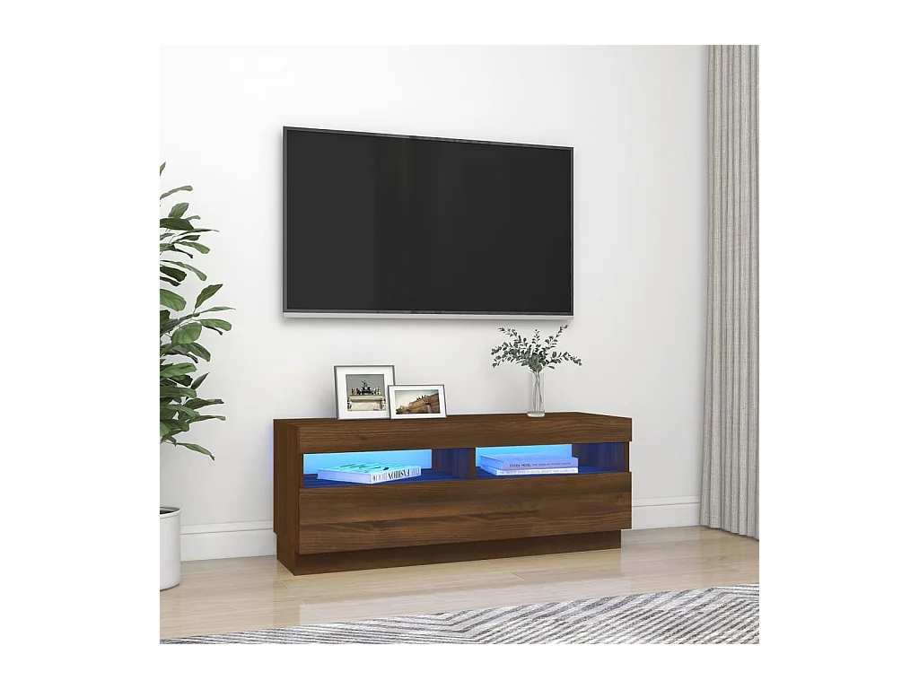 Meuble TV avec lumières LED chêne marron 100x35x40 cm
