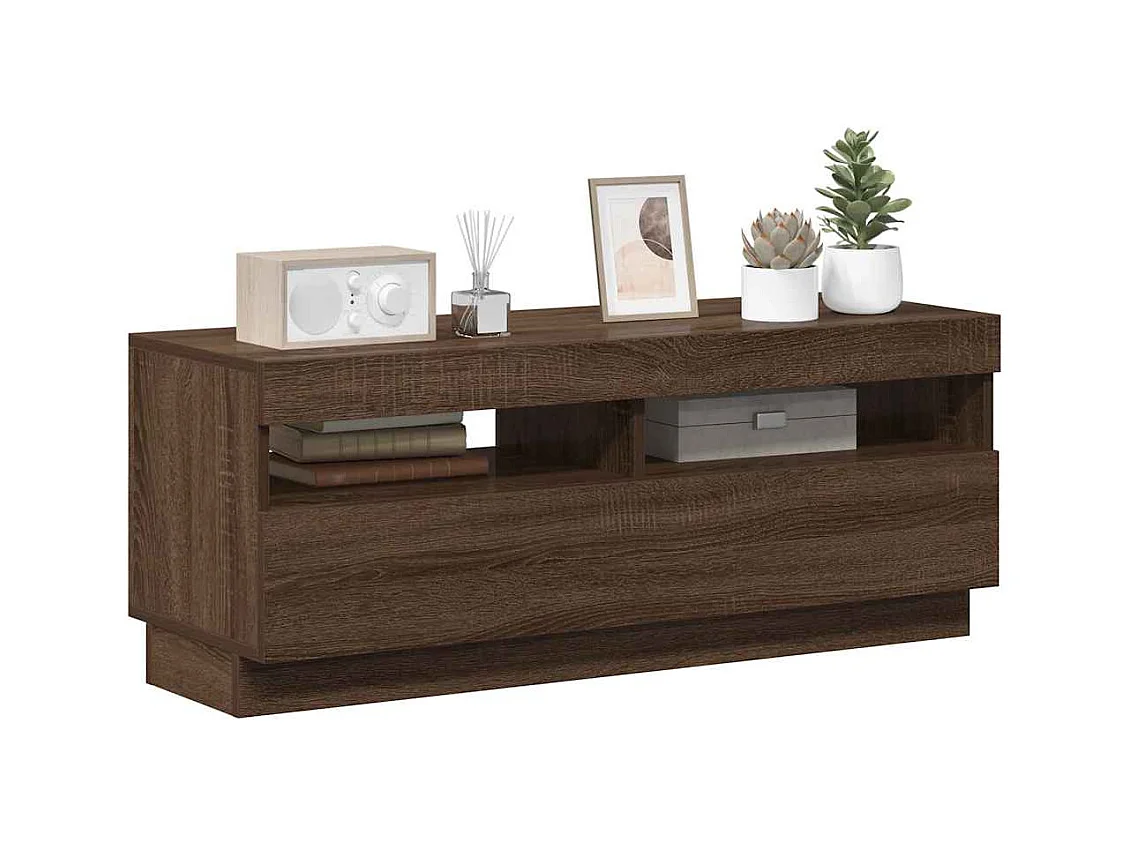 Meuble TV avec lumières LED chêne marron 100x35x40 cm