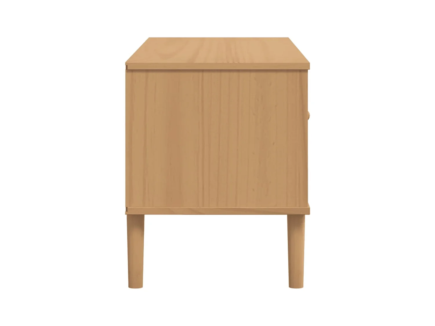 Meuble TV  aspect rotin marron 106x40x49cm bois massif pin