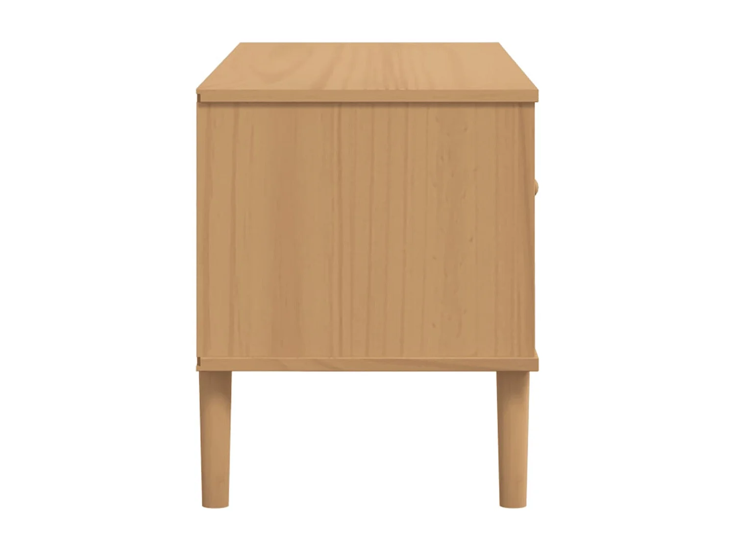 Mobile TV  in effetto rattan marrone 106x40x49cm in legno massello di pino