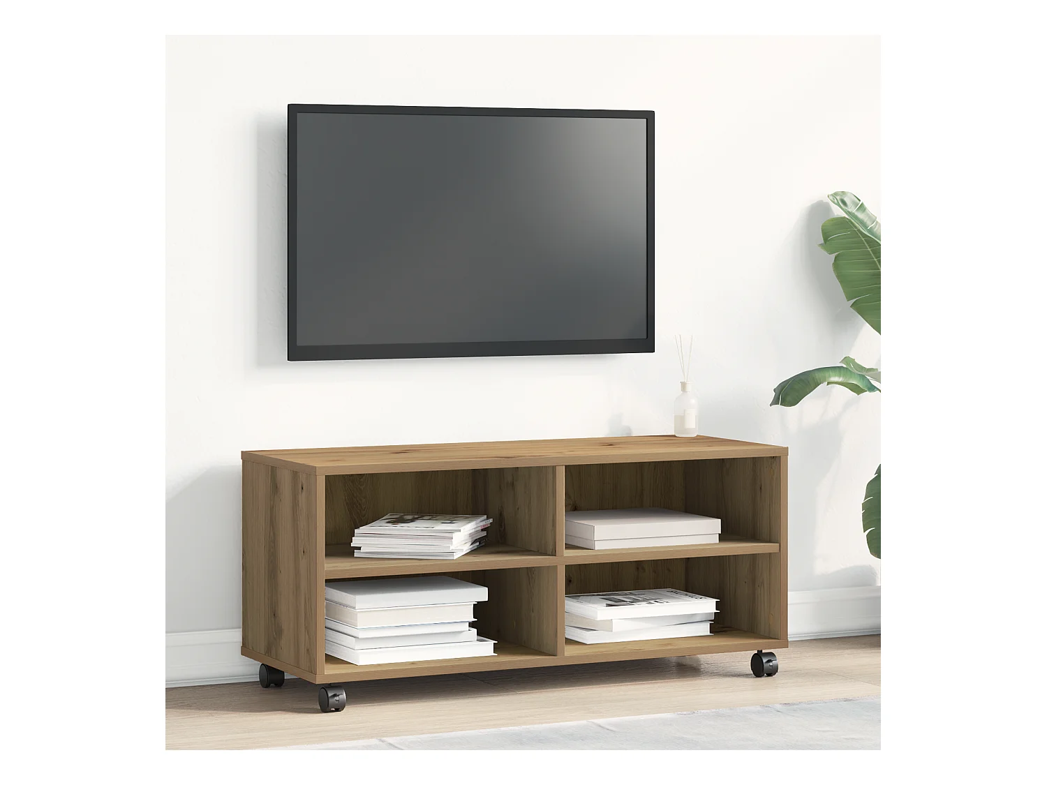 90x35x35 cm Artisan eiken tv-kast in bewerkt hout