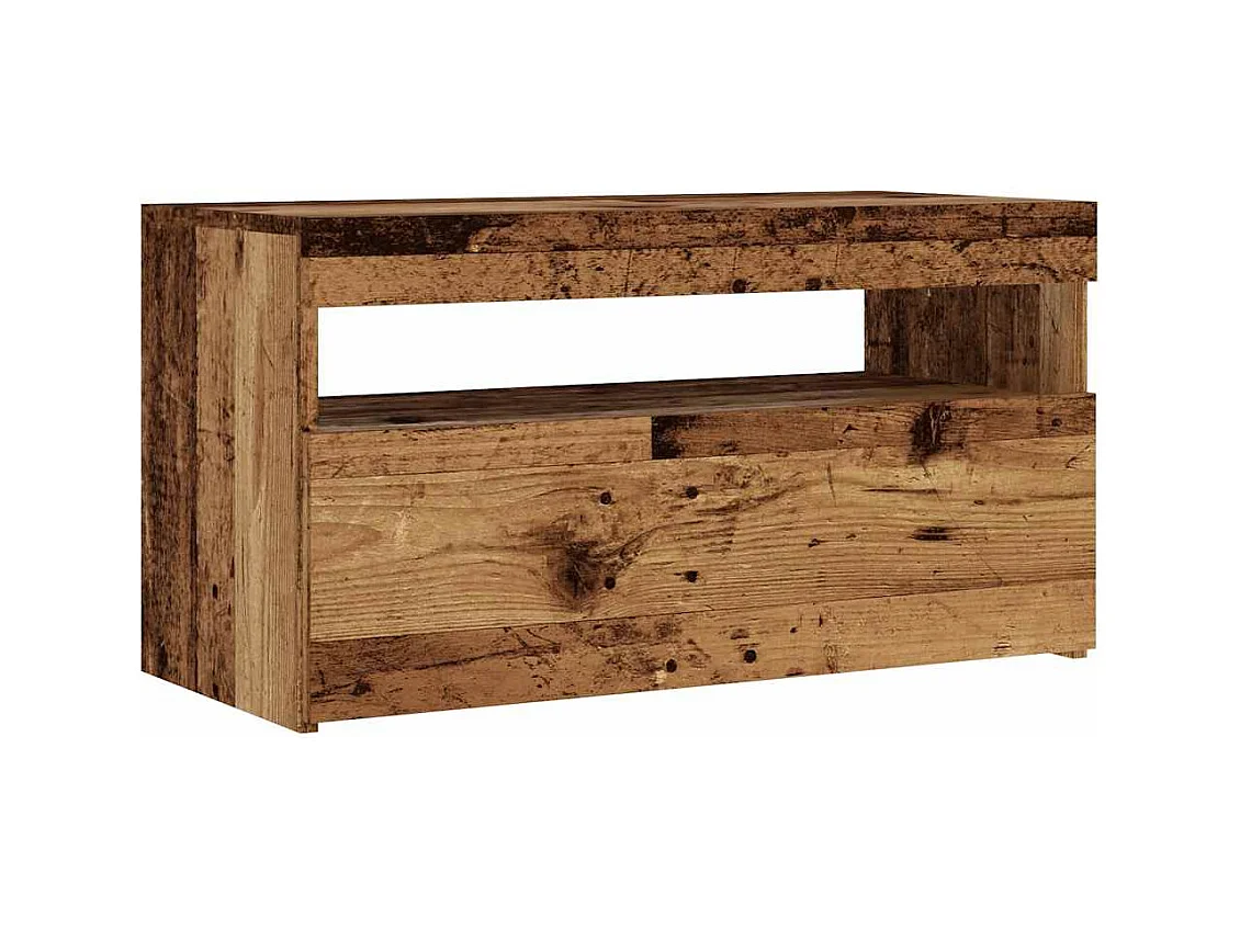 Meuble TV avec lumières LED vieux bois bois d'ingénierie