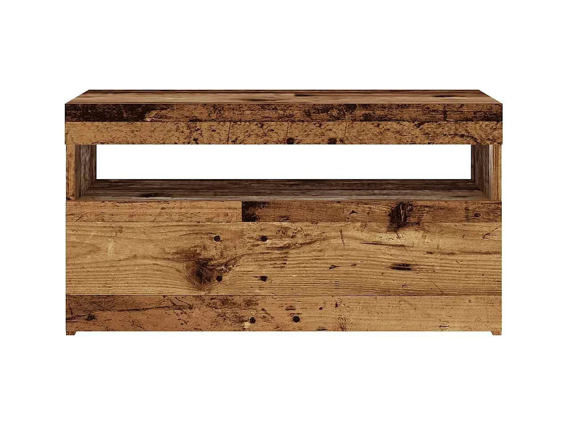 Meuble TV avec lumières LED vieux bois bois d'ingénierie