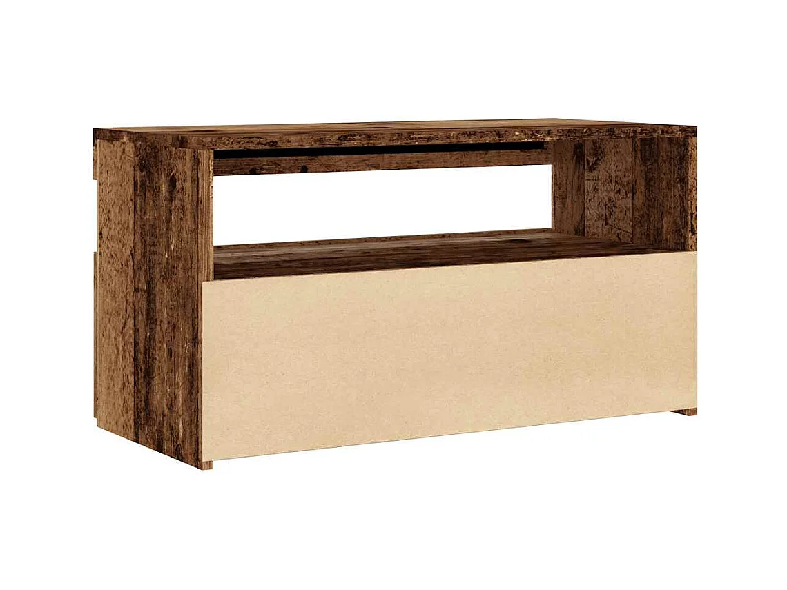 Meuble TV avec lumières LED vieux bois bois d'ingénierie