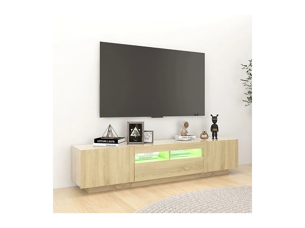 Meuble TV avec lumières LED Chêne sonoma 180x35x40 cm