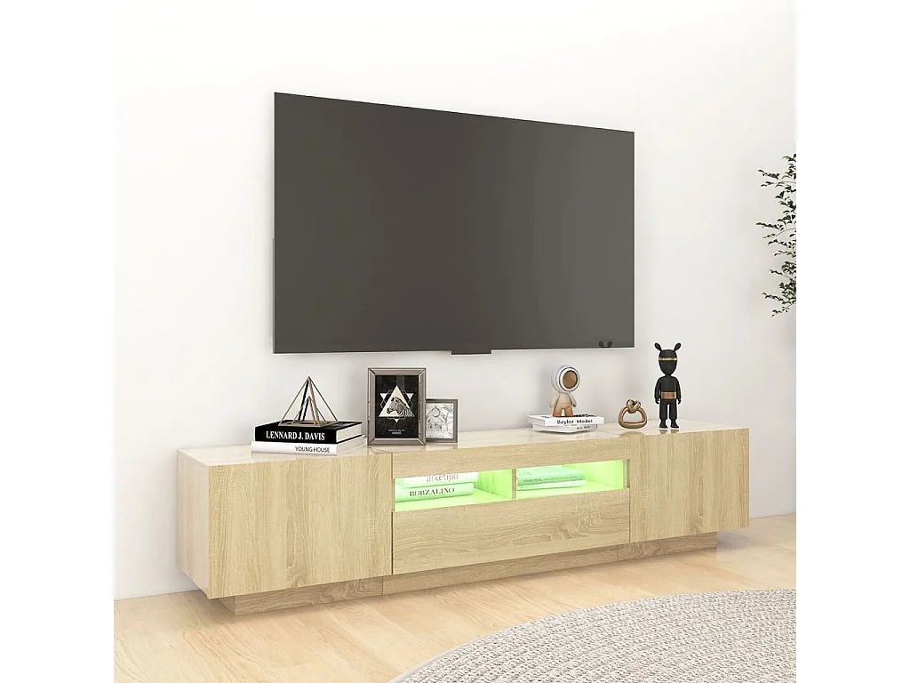 Mobile TV con luci LED Rovere Sonoma 180x35x40 cm