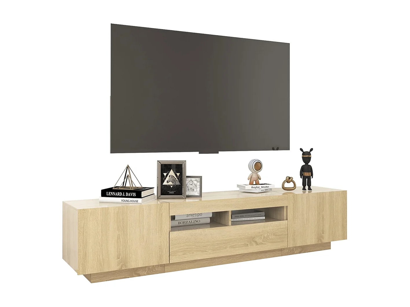 Mobile TV con luci LED Rovere Sonoma 180x35x40 cm