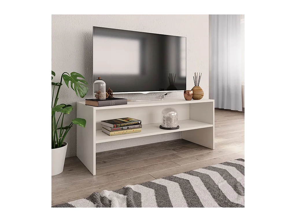 Meuble TV Blanc 100x40x40 cm Bois d’ingénierie