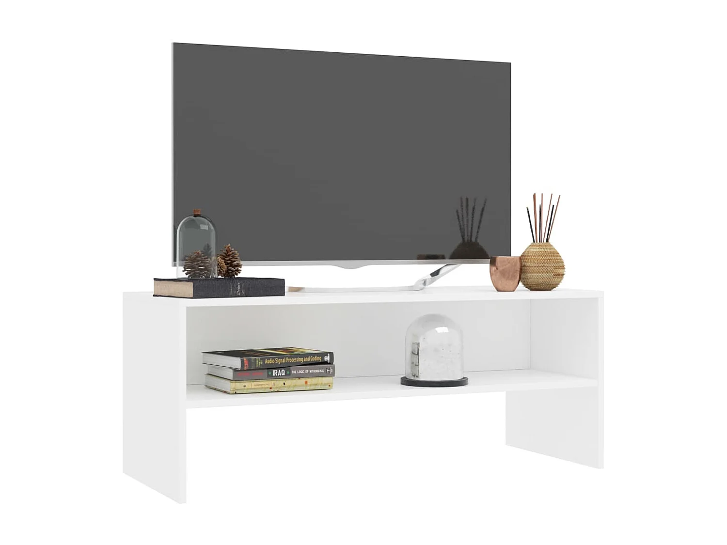 Meuble TV Blanc 100x40x40 cm Bois d’ingénierie