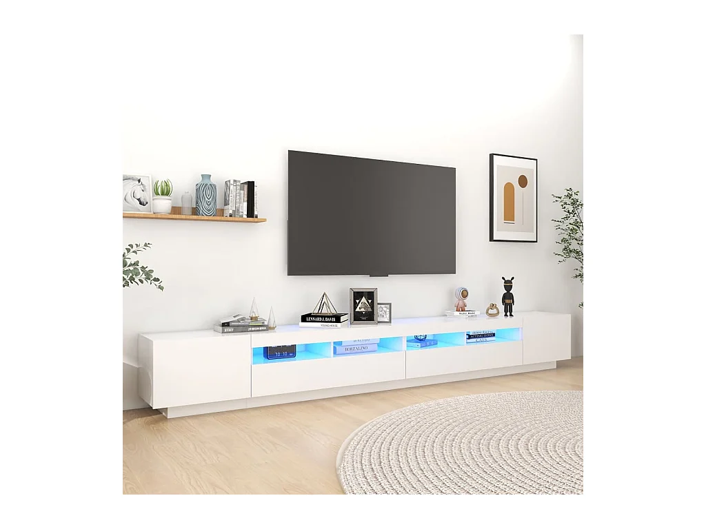 Meuble TV avec lumières LED Blanc 300x35x40 cm