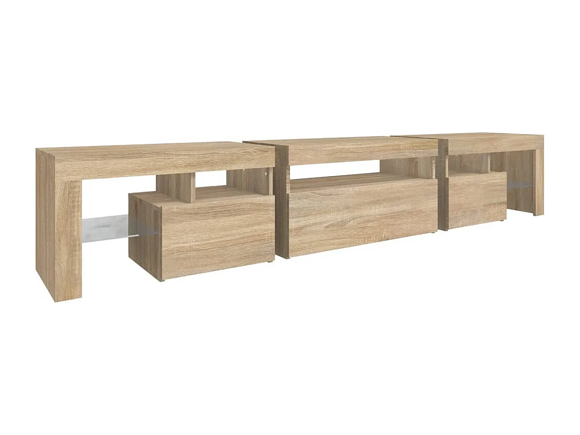 Mueble de TV con luces LED roble Sonoma 215x36,5x40 cm