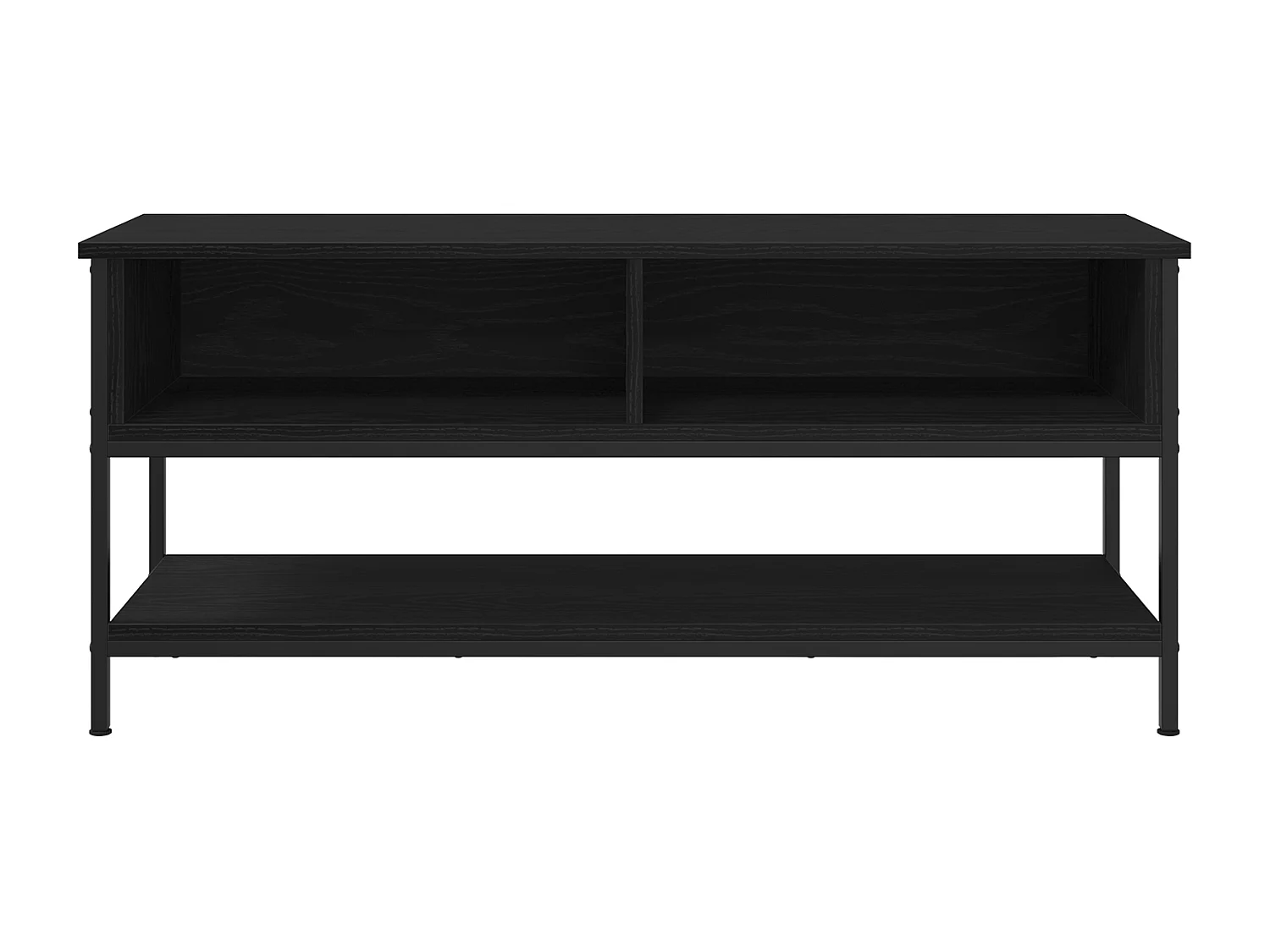 Zwarte eikenhouten tv-kast 100x35x45 cm, bewerkt hout en staal