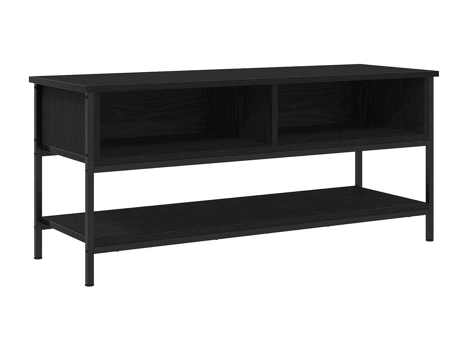 Meuble TV Noir Chêne 100x35x45 cm Bois d'ingénierie et Acier