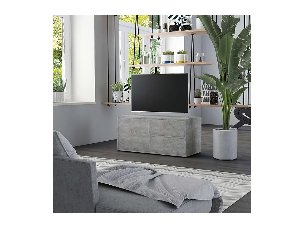 Meuble TV Gris béton 80x34x36 cm Bois d'ingénierie