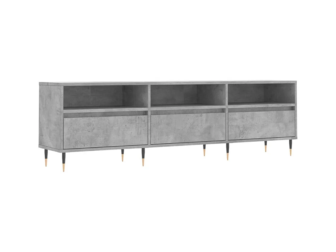 Meuble TV gris béton 150x30x44,5 cm bois d'ingénierie