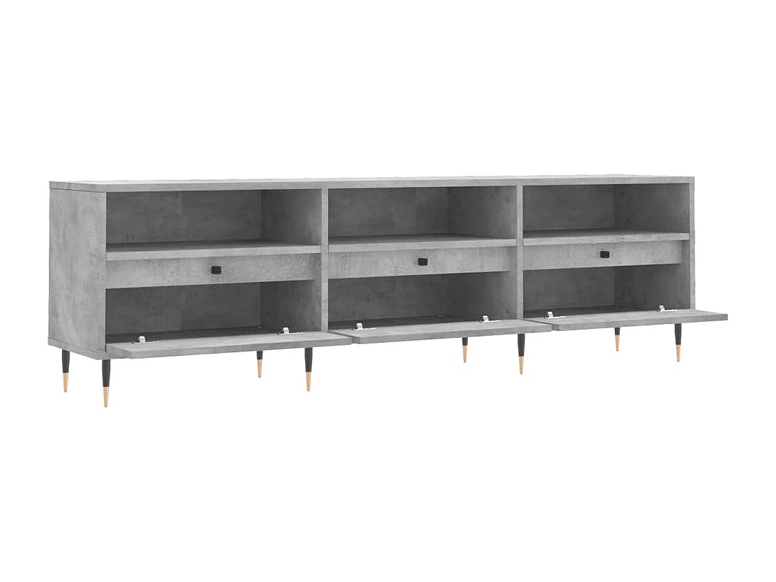 Meuble TV gris béton 150x30x44,5 cm bois d'ingénierie