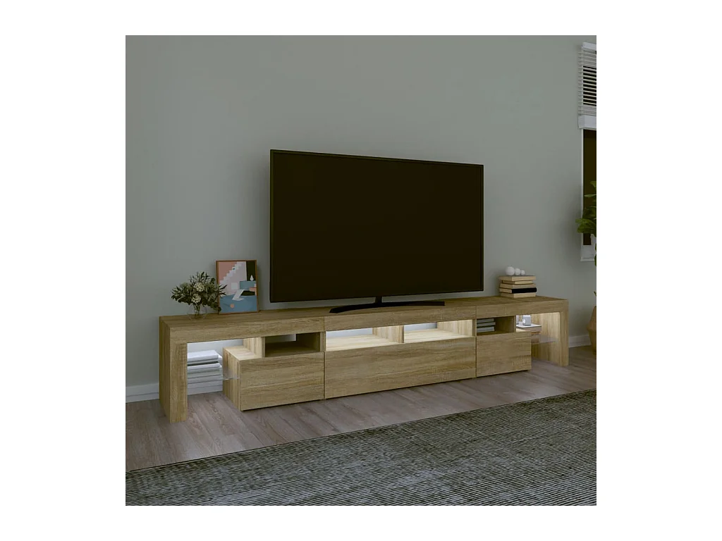 Mobile TV con luci LED Rovere Sonoma 230x36,5x40 cm