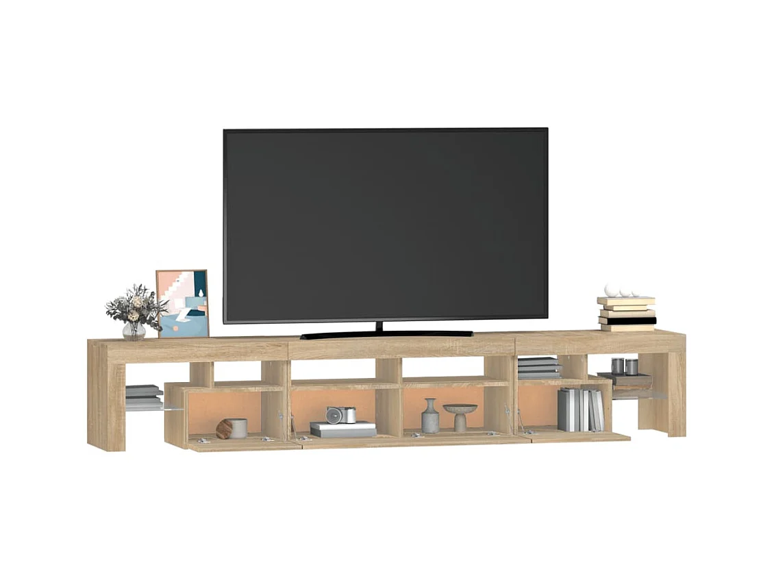 Mobile TV con luci LED Rovere Sonoma 230x36,5x40 cm