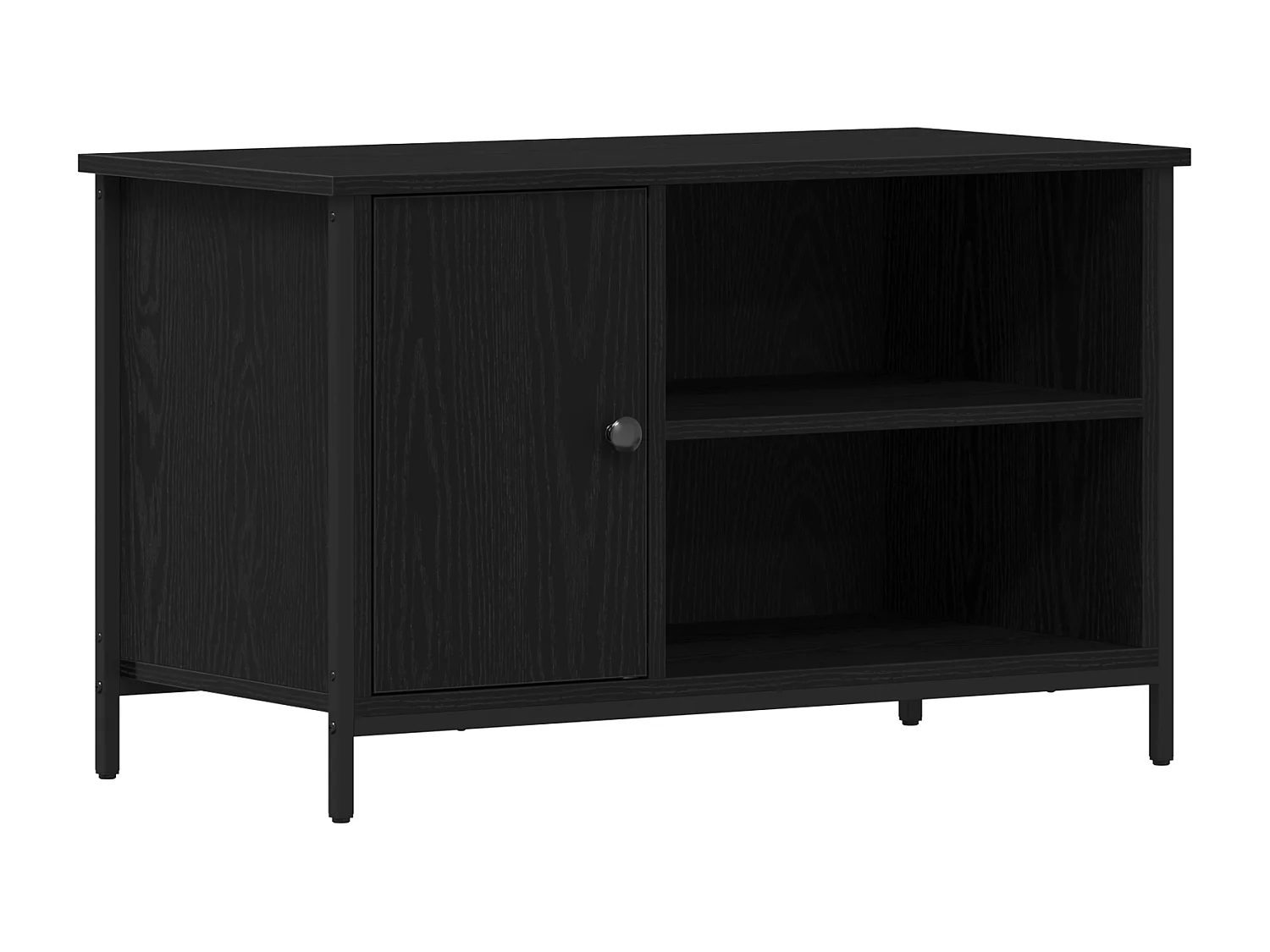 Meuble TV en chêne noir 80x40x50 cm en bois d'ingénierie et acier