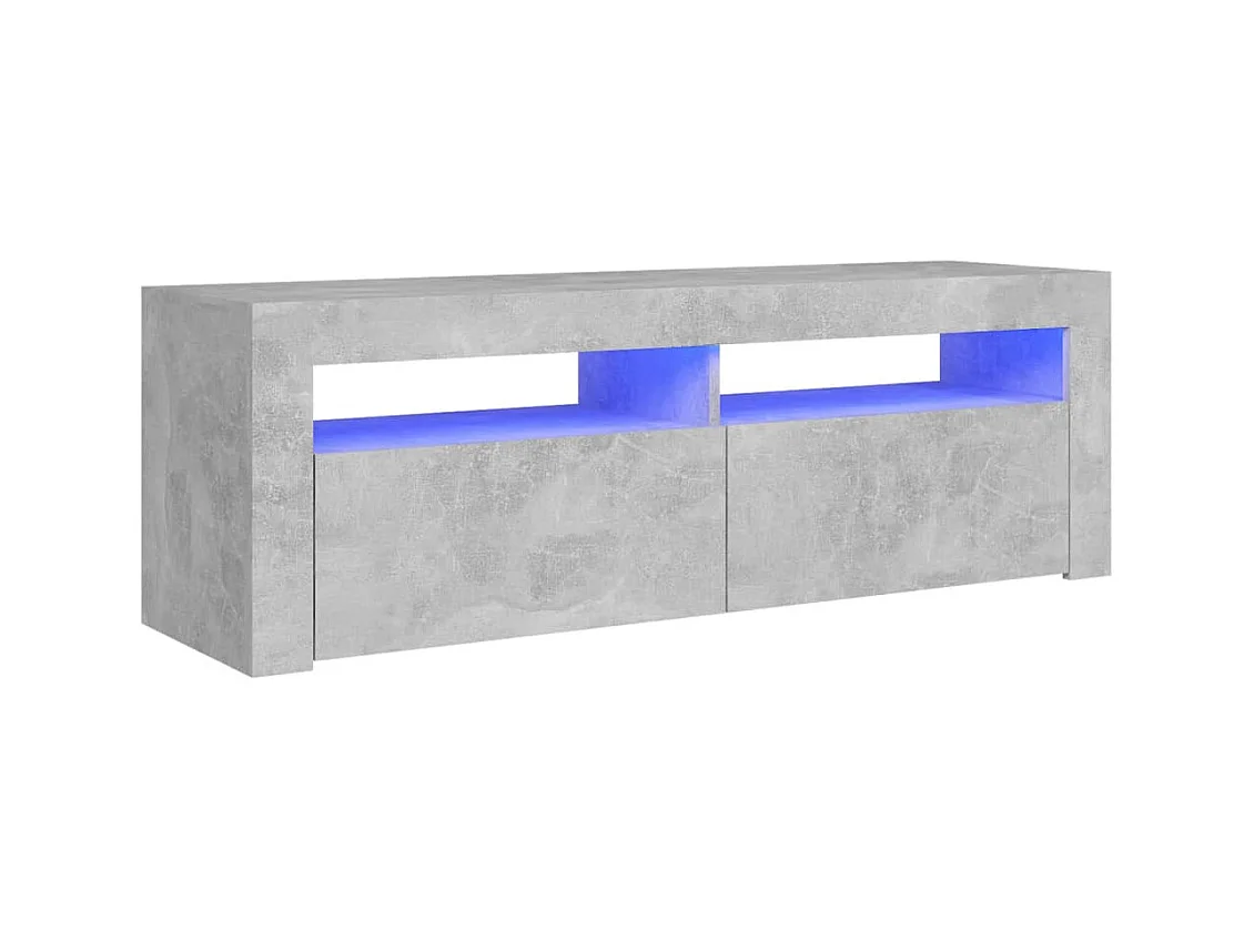 Meuble TV avec lumières LED gris béton 120x35x40 cm