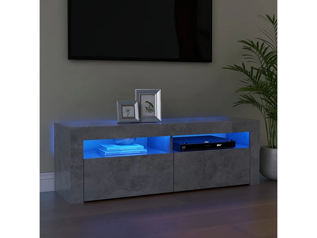 Mobile TV grigio cemento con luci LED 120x35x40 cm