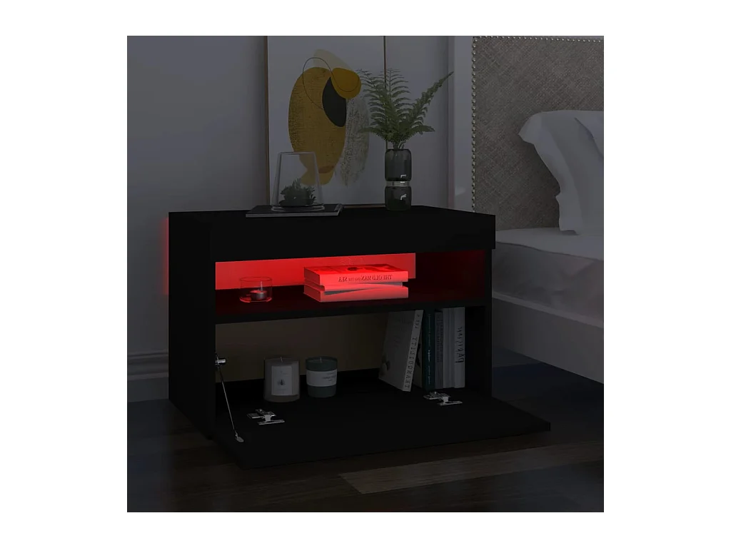 Meuble TV avec lumières LED noir 60x35x40 cm