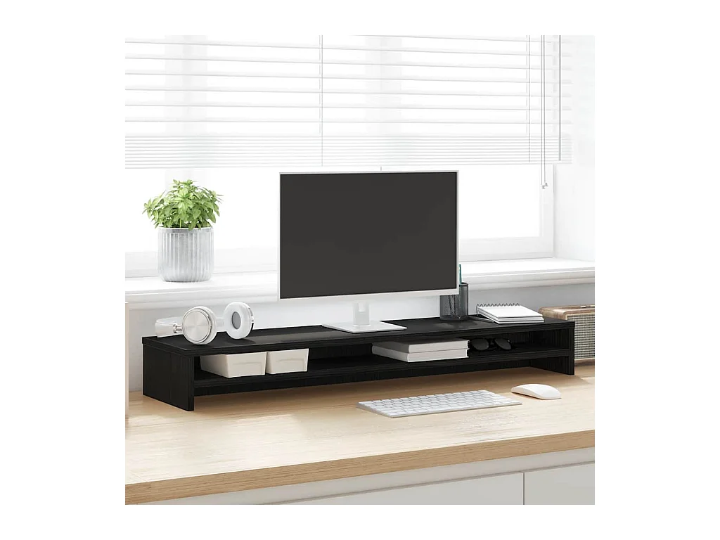 Support de moniteur chêne noir 100x24x13 cm bois d'ingénierie