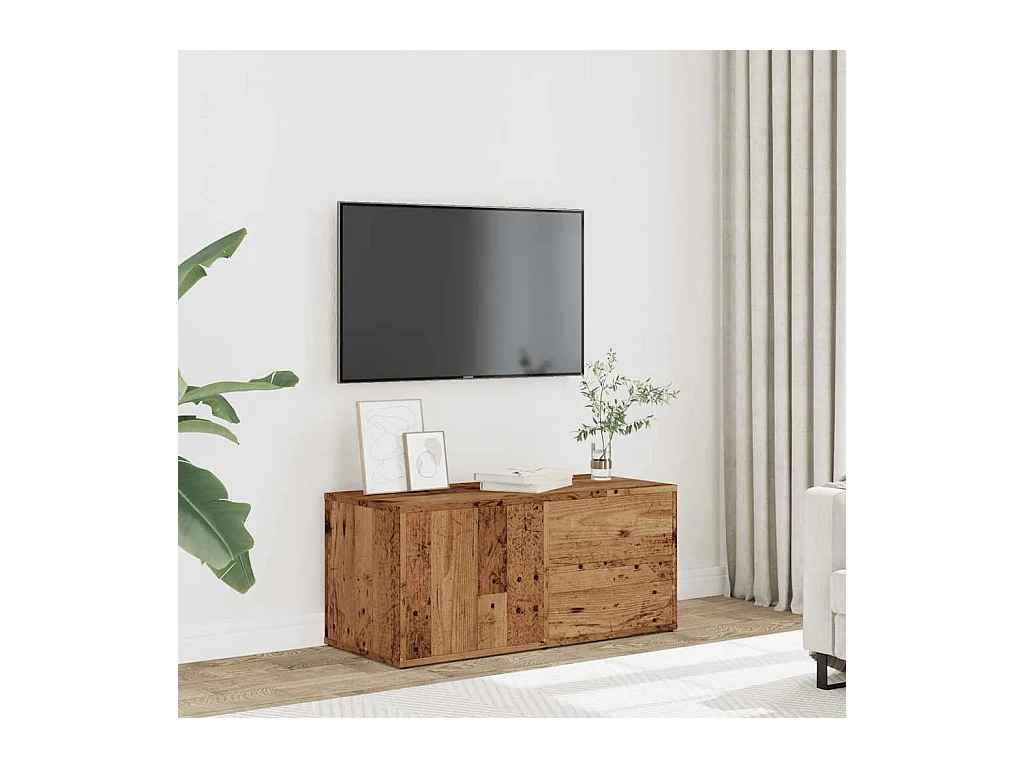 Meuble TV vieux bois 80x34x35,5 cm bois d'ingénierie