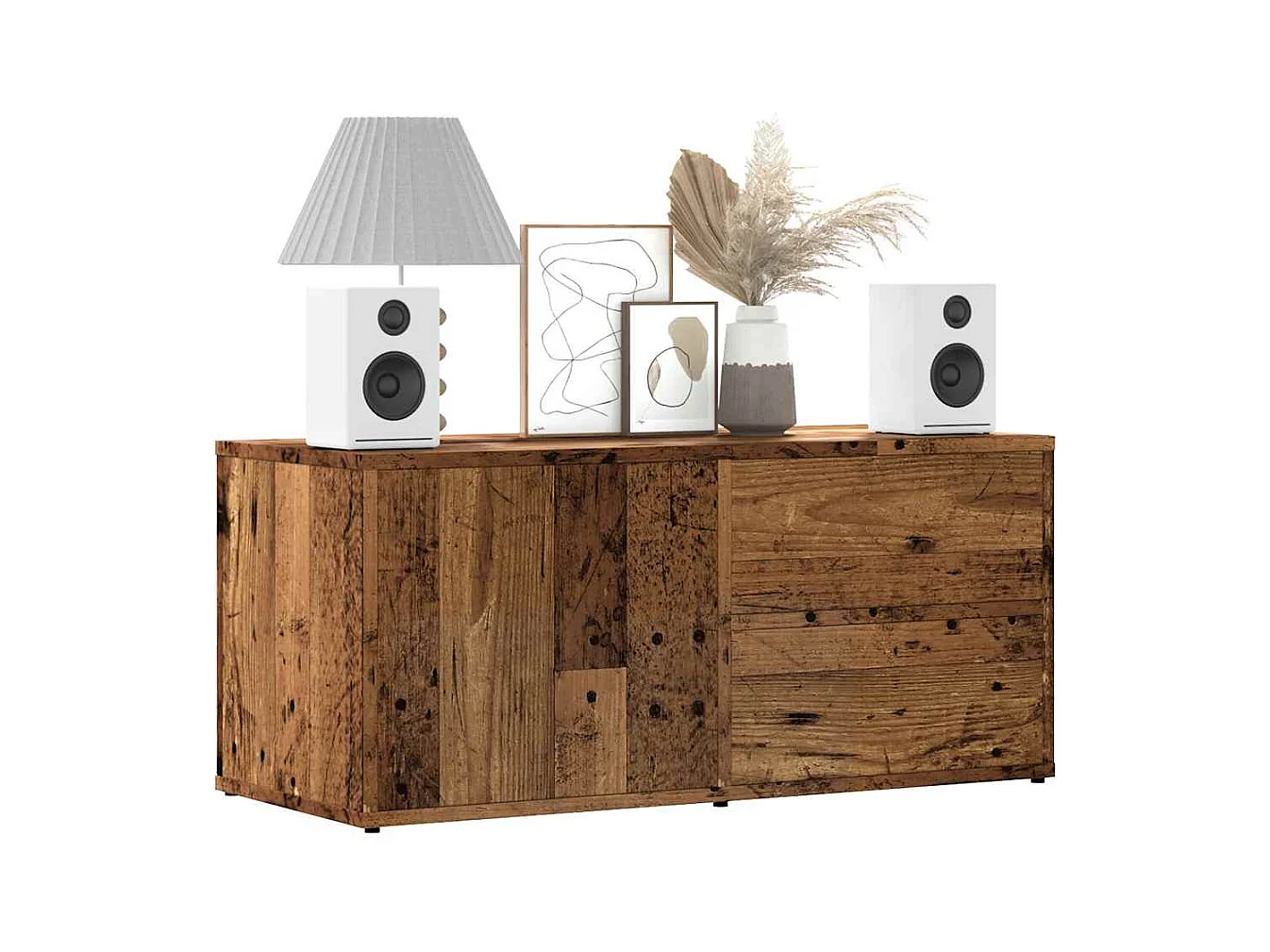 Meuble TV vieux bois 80x34x35,5 cm bois d'ingénierie