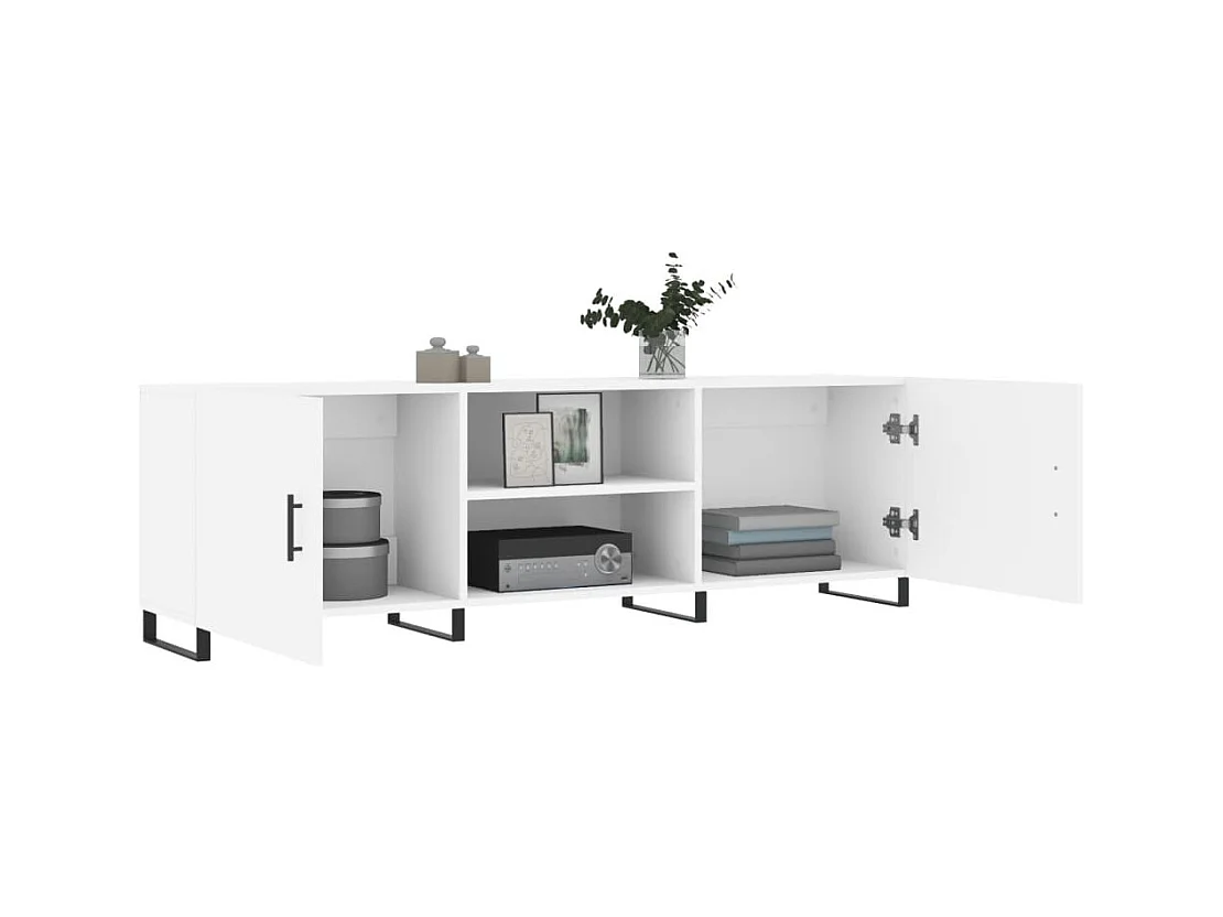 Meuble TV blanc 150x30x50 cm bois d'ingénierie