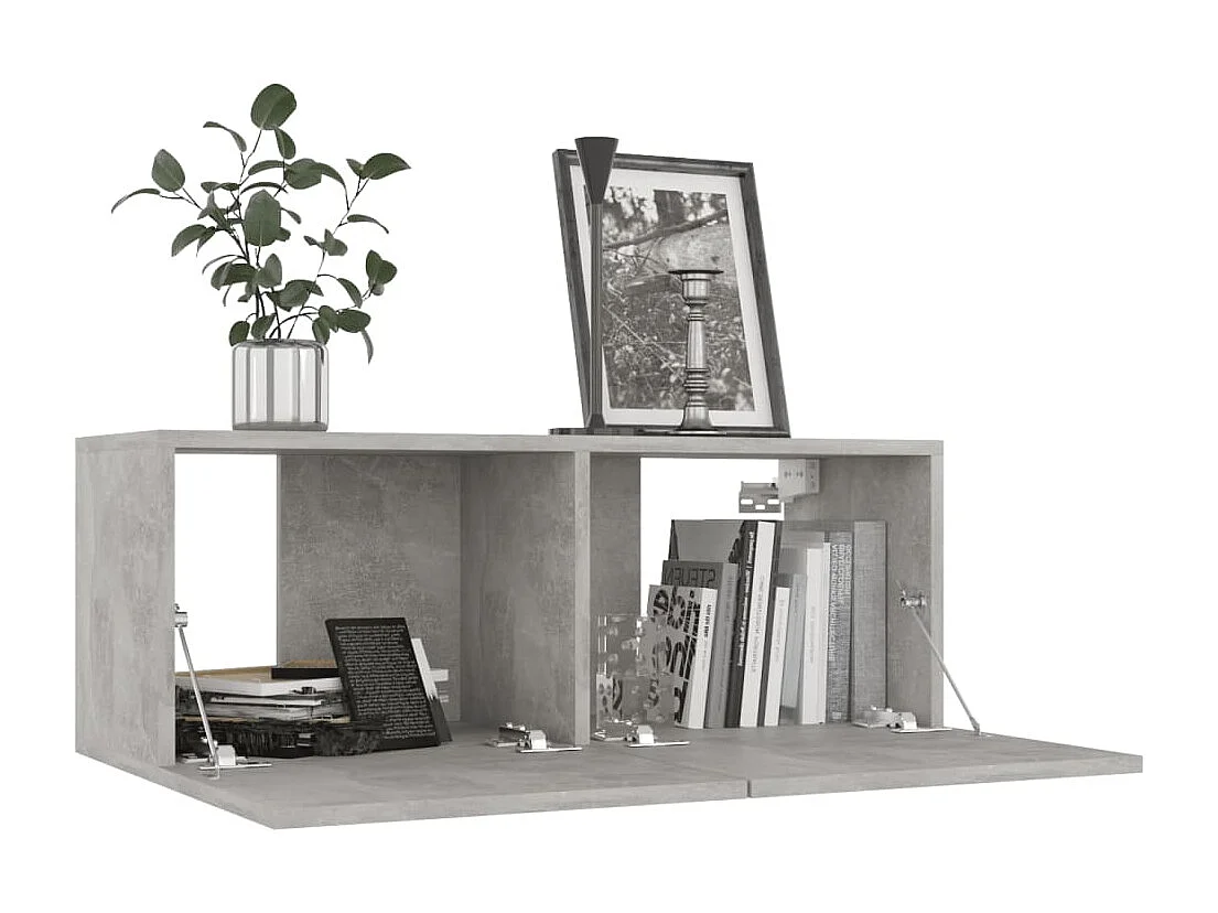 Meuble TV Gris béton 80x30x30 cm Bois d’ingénierie