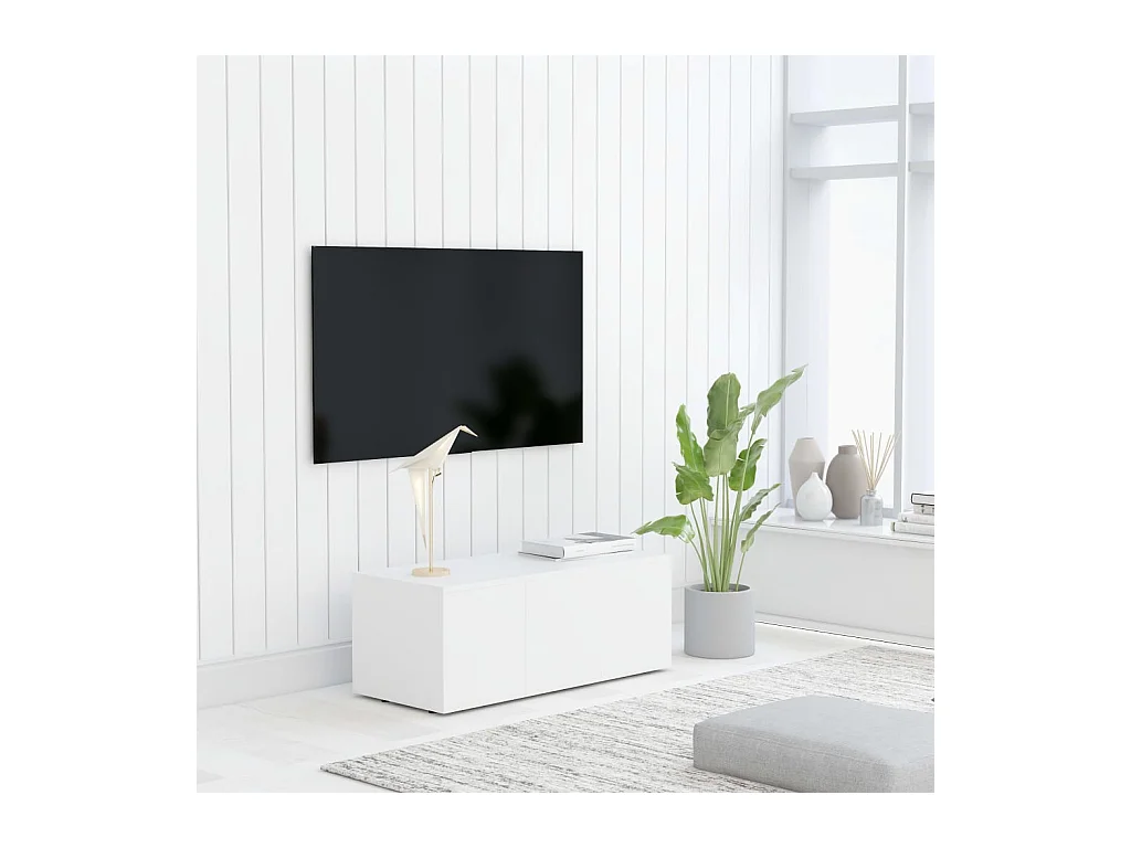 Meuble TV Blanc 80x34x30 cm Bois d'ingénierie