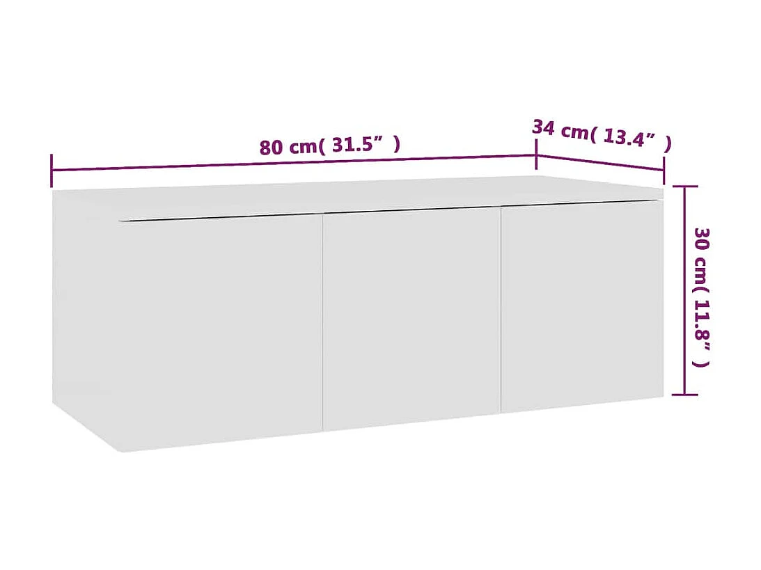 Mobile TV bianco 80x34x30 cm in legno ingegnerizzato