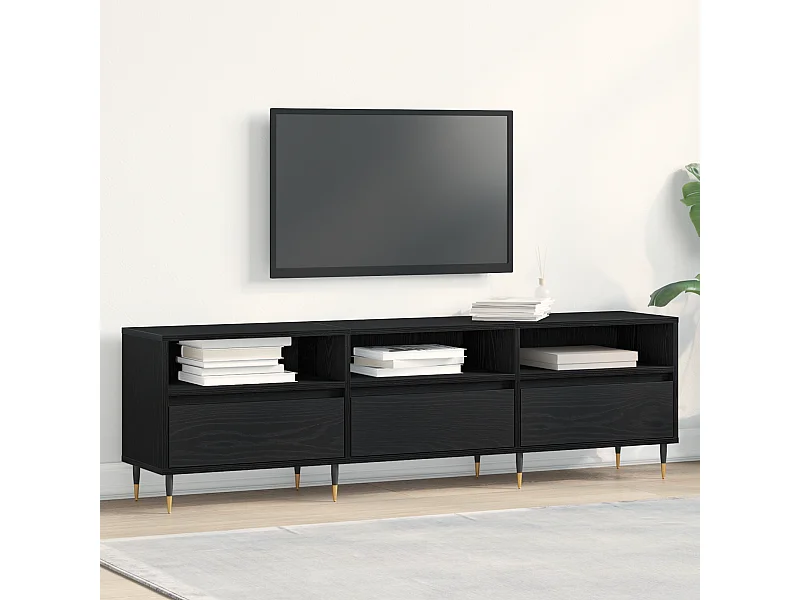 Mueble de TV de roble negro 150x30x44,5 cm Madera reconstituida