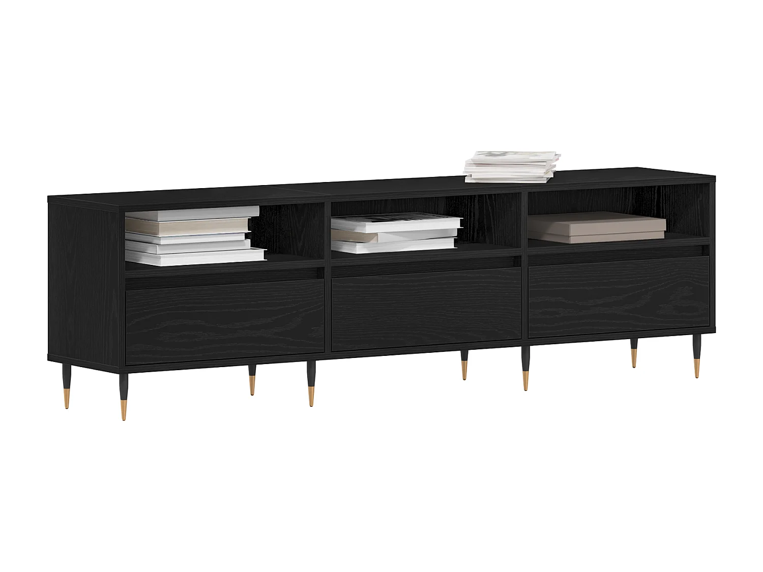 Meuble TV Chêne Noir 150x30x44,5 cm Bois reconstitué