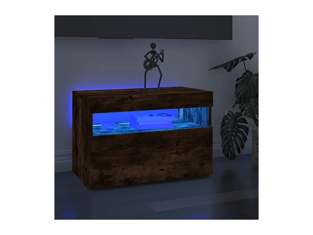 Mobile TV con luci LED Rovere affumicato 60x35x40 cm