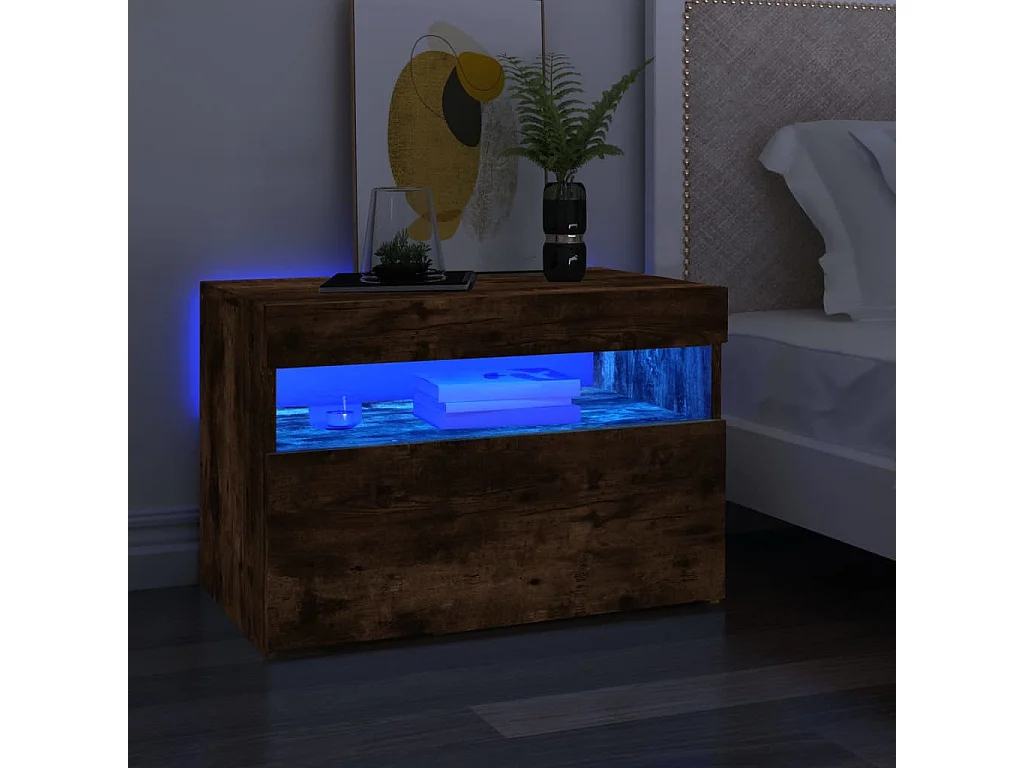 Mobile TV con luci LED Rovere affumicato 60x35x40 cm