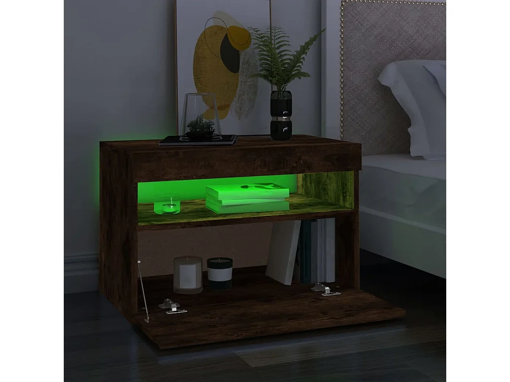 Mobile TV con luci LED Rovere affumicato 60x35x40 cm