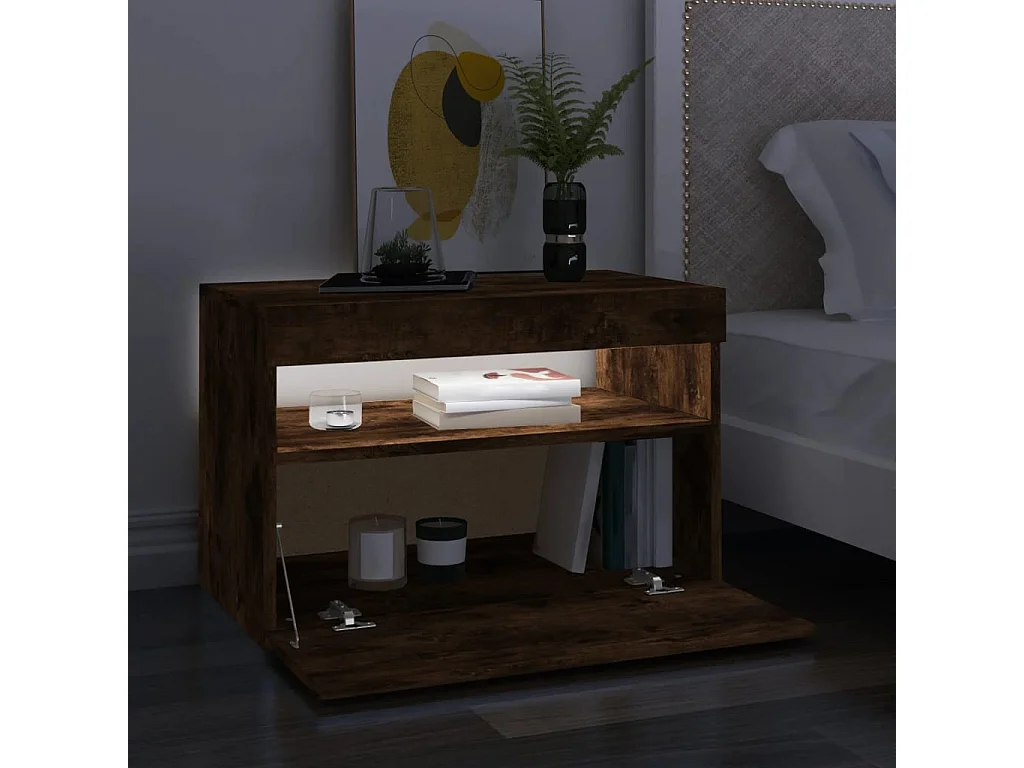 Mobile TV con luci LED Rovere affumicato 60x35x40 cm