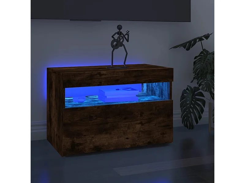 Mobile TV con luci LED Rovere affumicato 60x35x40 cm