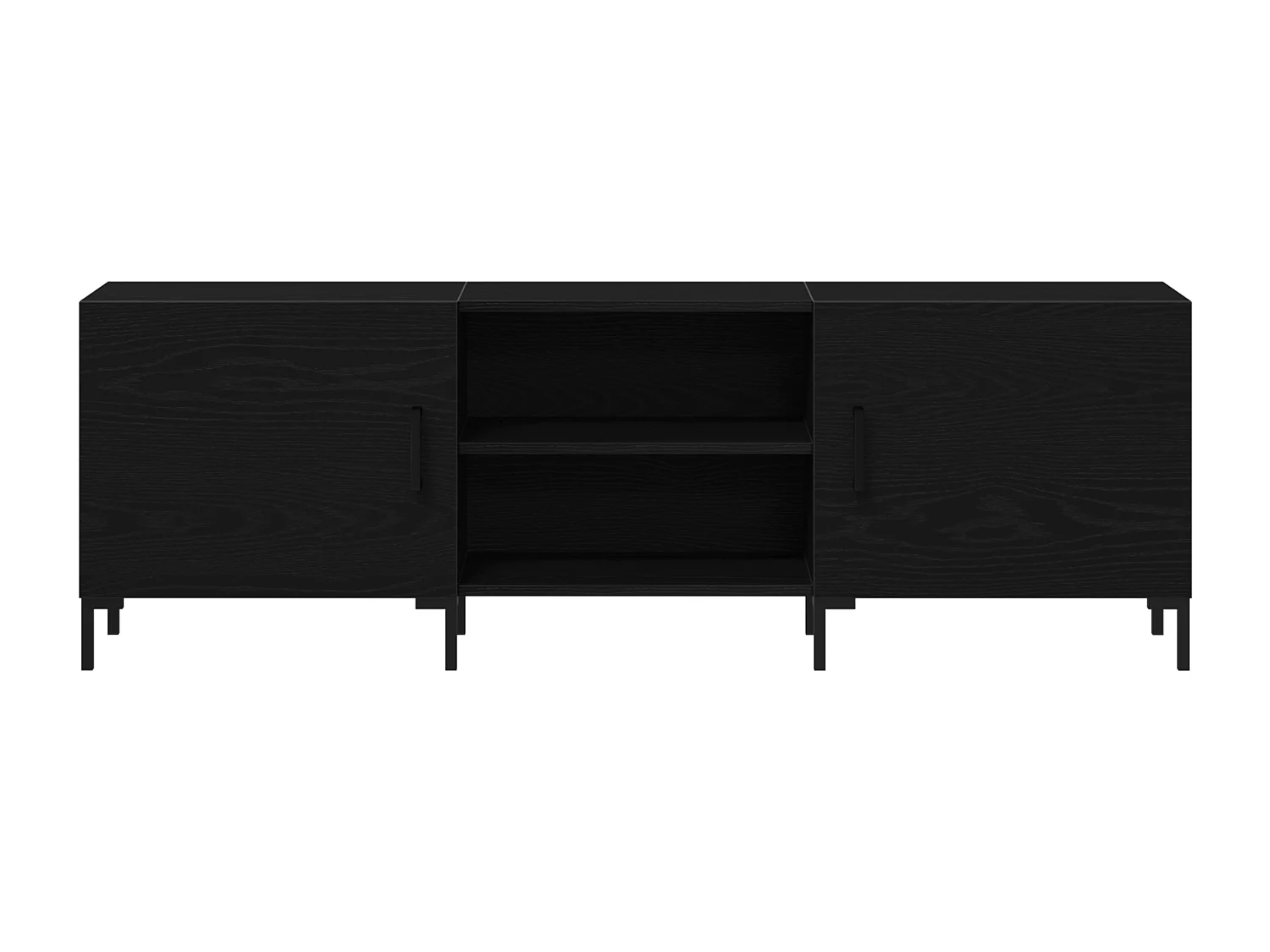 Meuble TV Noir Chêne 150x30x50 cm Bois d'ingénierie
