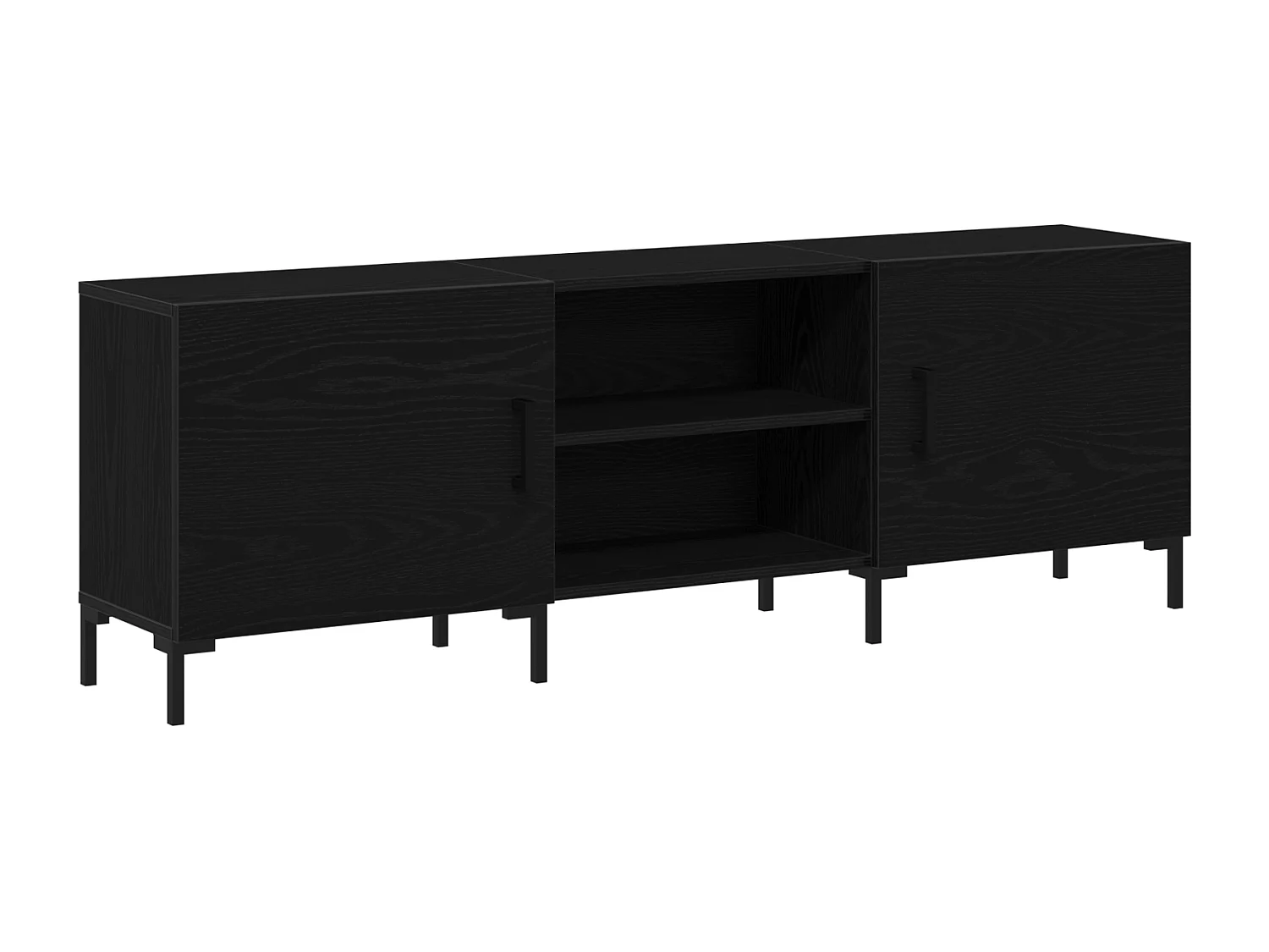 Meuble TV Noir Chêne 150x30x50 cm Bois d'ingénierie